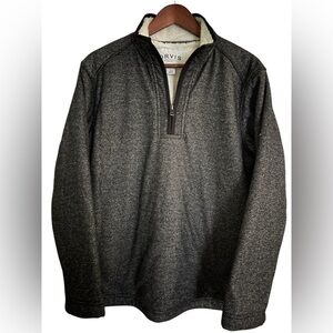 Orvis Men's Charcoal Black Fleece Lined 1/4 Zip Pull Over, Size M